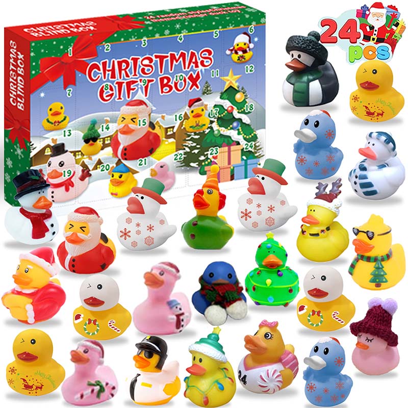 Calendrier de l'Avent de Noël 24 pièces avec canards en caoutchouc
