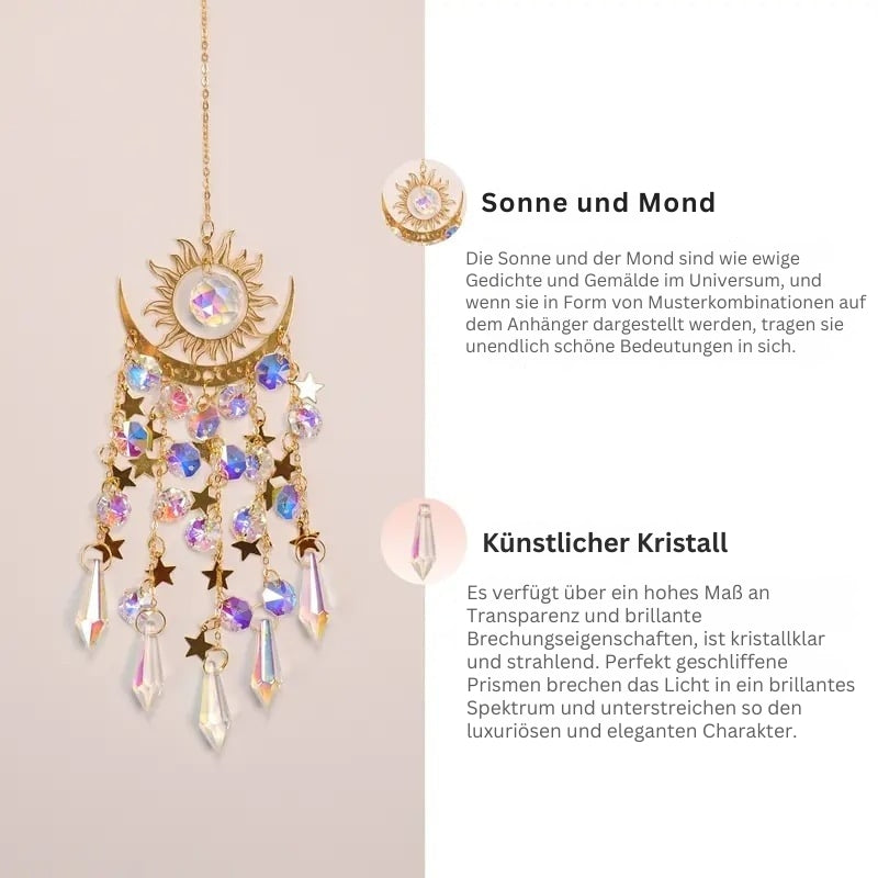 Glowcraft – Adornos de luz de cristal colgantes de sol y luna