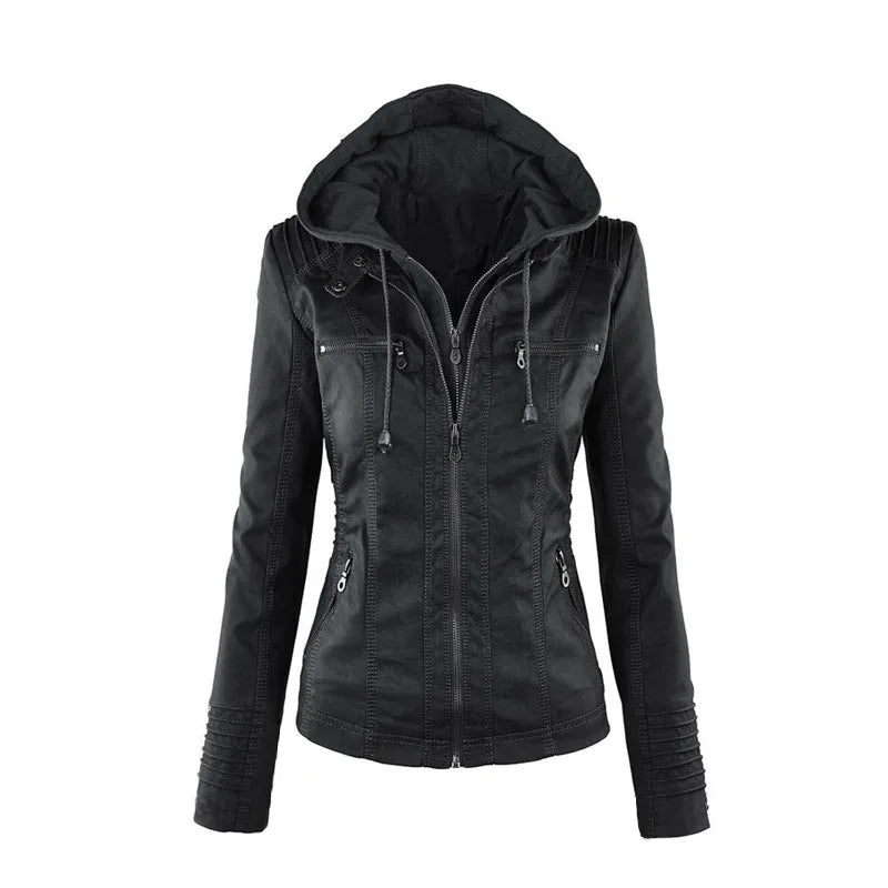 Gluschwein - Mollie - Stylische Lederjacke Schwarz