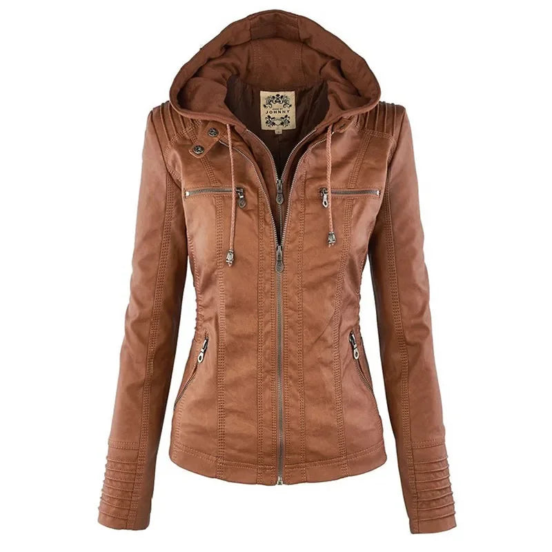Gluschwein - Mollie - Stylische Lederjacke Khaki