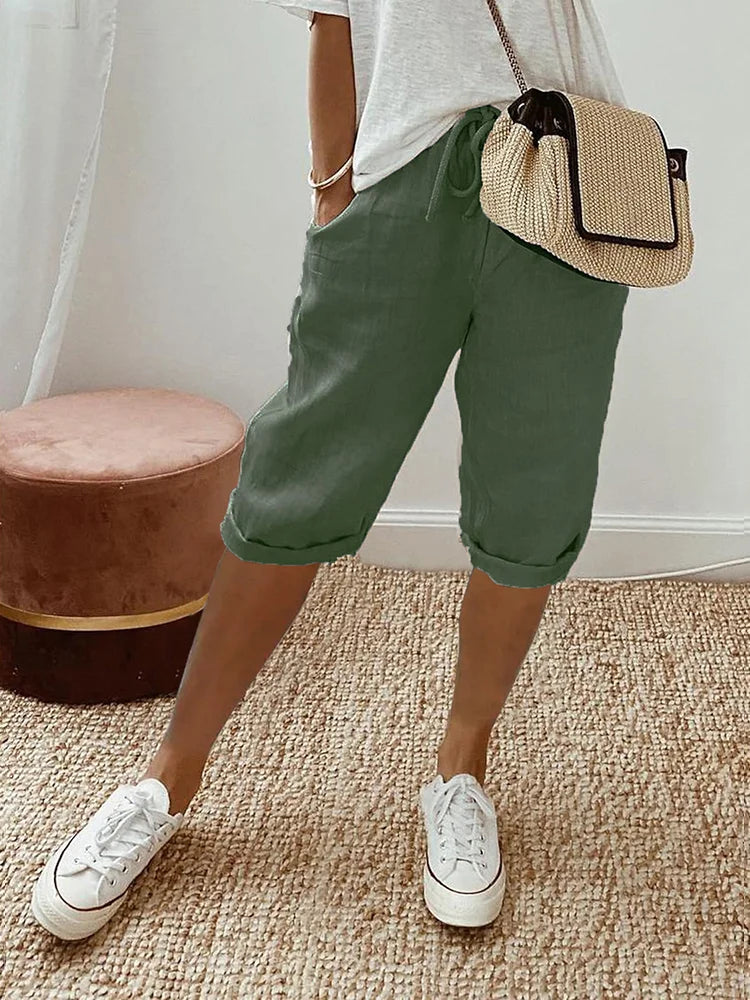Gluschwein - Rosa - Baumwoll-Leinen Shorts für Frauen Grün