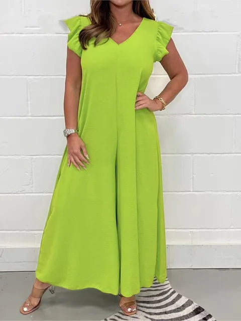 Gluschwein - Adelina - Jumpsuit mit weitem Bein Gelb-Grün