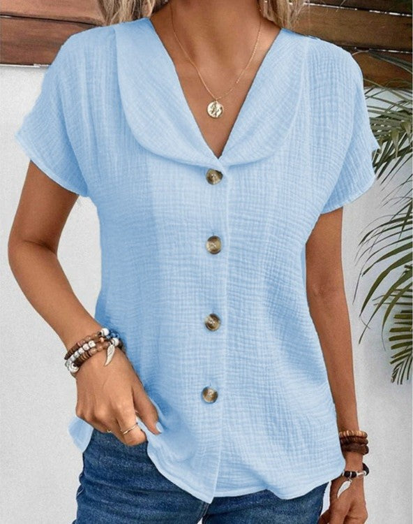 Gluschwein - Liane - Elegante Bluse mit Knöpfen Blau
