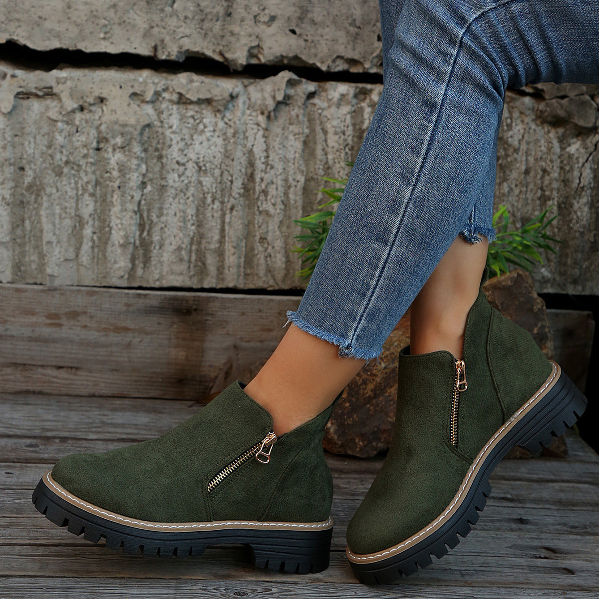 UrbanWalk | Damen-Stiefeletten mit runder Spitze und seitlichem Reißverschluss