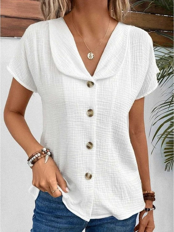 Gluschwein - Liane - Elegante Bluse mit Knöpfen Weiß