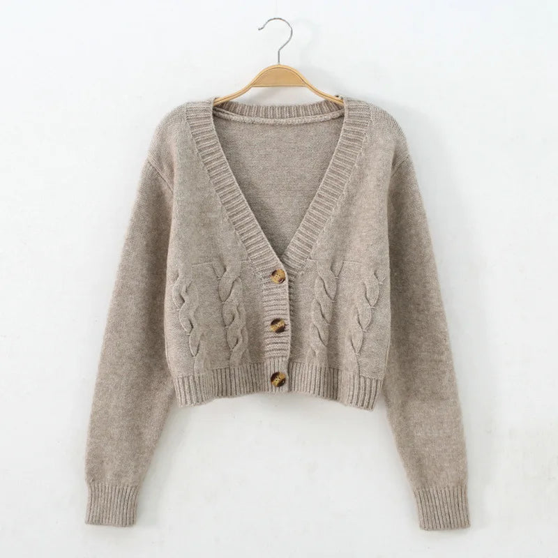 Gluschwein - Gabriella - Gestrickter Cropped Cardigan Beige