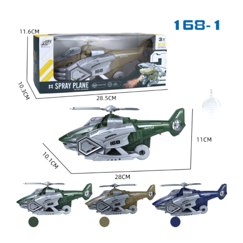 Gluschwein - LED-verwandelndes Dinosaurier-Helikopterspielzeug WILLKÜRLICH MIT SPRÜHFUNKTION