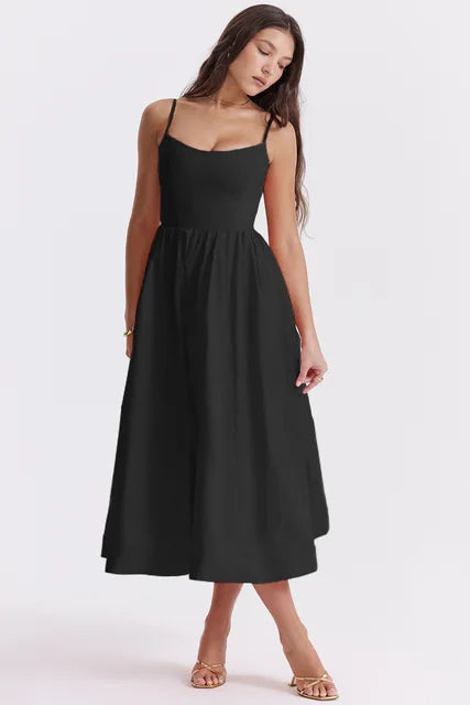 Gluschwein - Evangeline - Elegantes Spaghettikleid Dunkelgrau