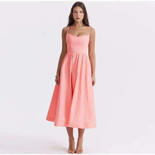 Gluschwein - Evangeline - Elegantes Spaghettikleid Rosa