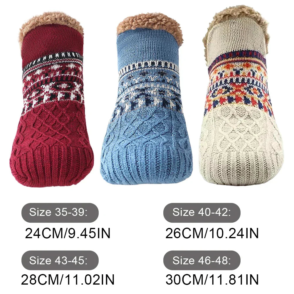 Gluschwein - Nordhütte | Thermo-Haussocken Winter | Rutschfeste Kuschelsocken für Damen & Herren | Dick gefüttert & extra warm | Weiche Anti-Rutsch-Bettsocken für Zuhause & Weihnachten