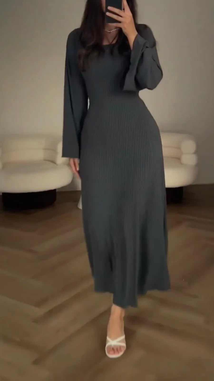 Gluschwein - Elegantes Bodycon Maxikleid Grau