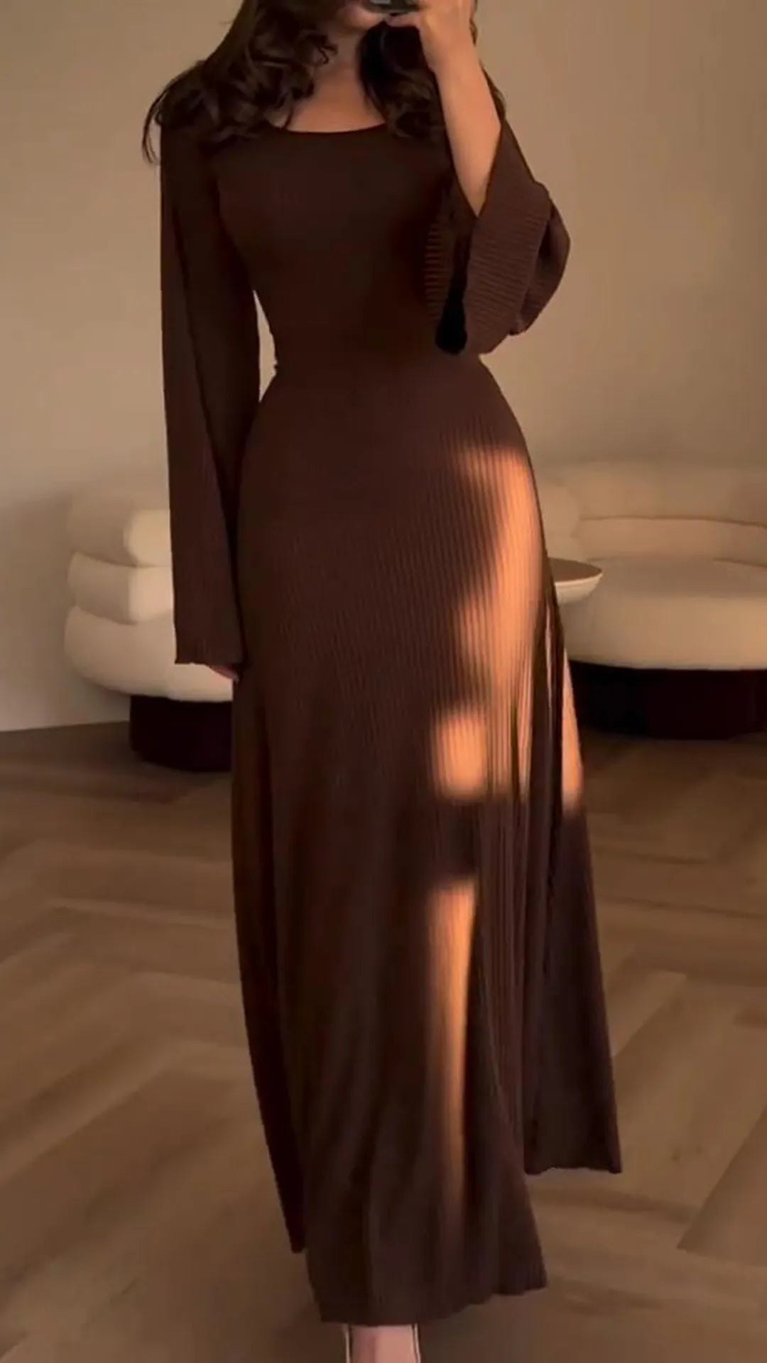 Gluschwein - Elegantes Bodycon Maxikleid Braun
