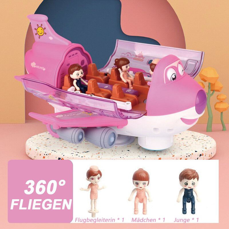 Gluschwein - 360° drehbares elektrisches Flugzeugspielzeug pink