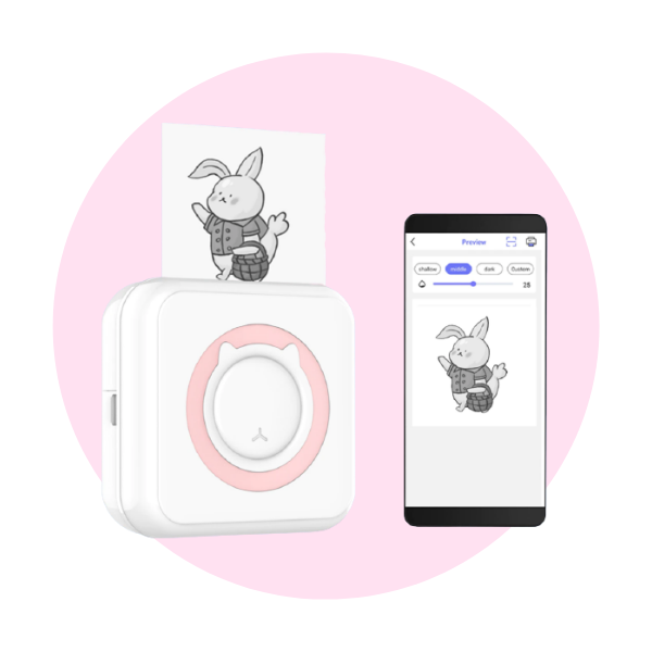 Gluschwein - Praktischer Mini-Taschendrucker Drucker (rosa) +Papier * 1
