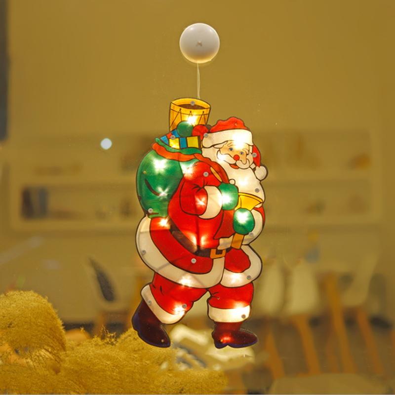 Gluschwein - Weihnachten Fenster Dekorative Saugnapf Lichter Weihnachtsmann (Groß)