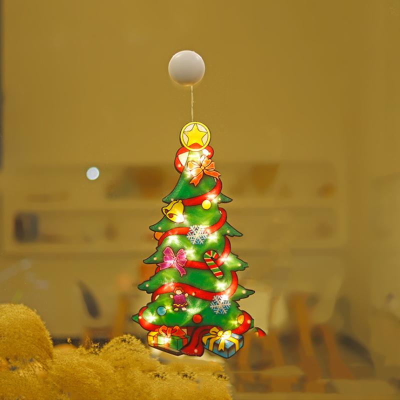 Gluschwein - Weihnachten Fenster Dekorative Saugnapf Lichter Weihnachtsbaum (Groß)