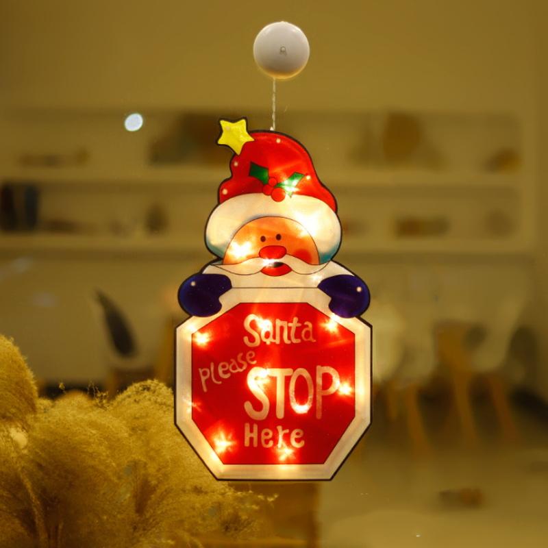 Gluschwein - Weihnachten Fenster Dekorative Saugnapf Lichter Stop Santa (Groß)