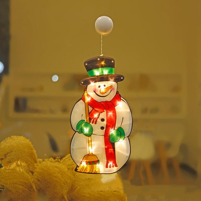 Gluschwein - Weihnachten Fenster Dekorative Saugnapf Lichter Schneemann (Klein)