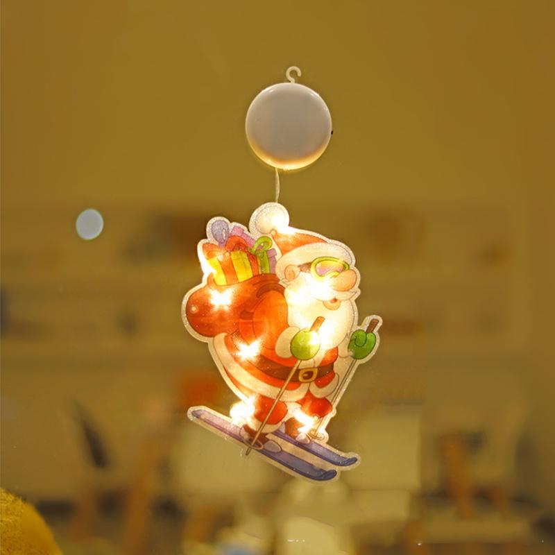 Gluschwein - Weihnachten Fenster Dekorative Saugnapf Lichter Ski Weihnachtsmann (Klein)