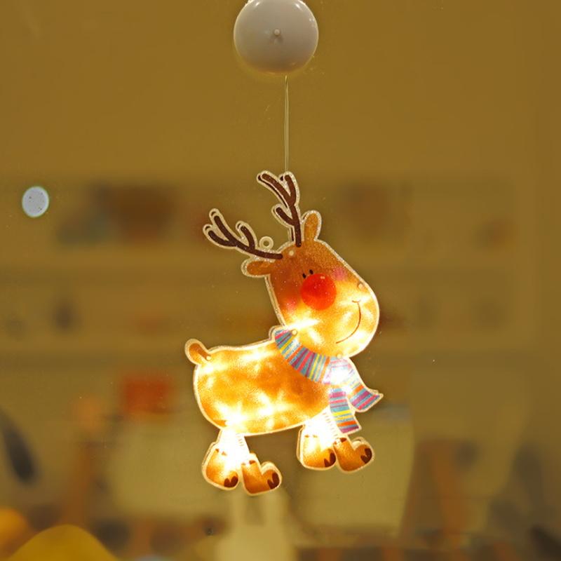 Gluschwein - Weihnachten Fenster Dekorative Saugnapf Lichter Elch (Klein)