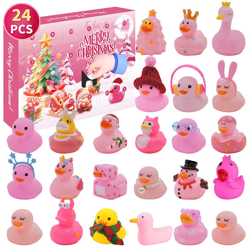 Calendrier de l'Avent de Noël 24 pièces avec canards en caoutchouc