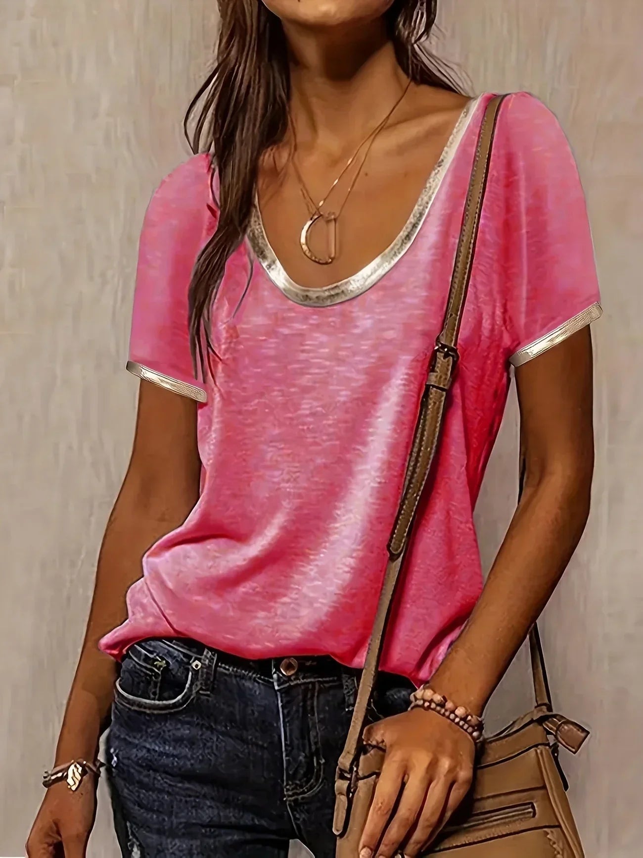 Krissy – Camiseta informal con cuello redondo
