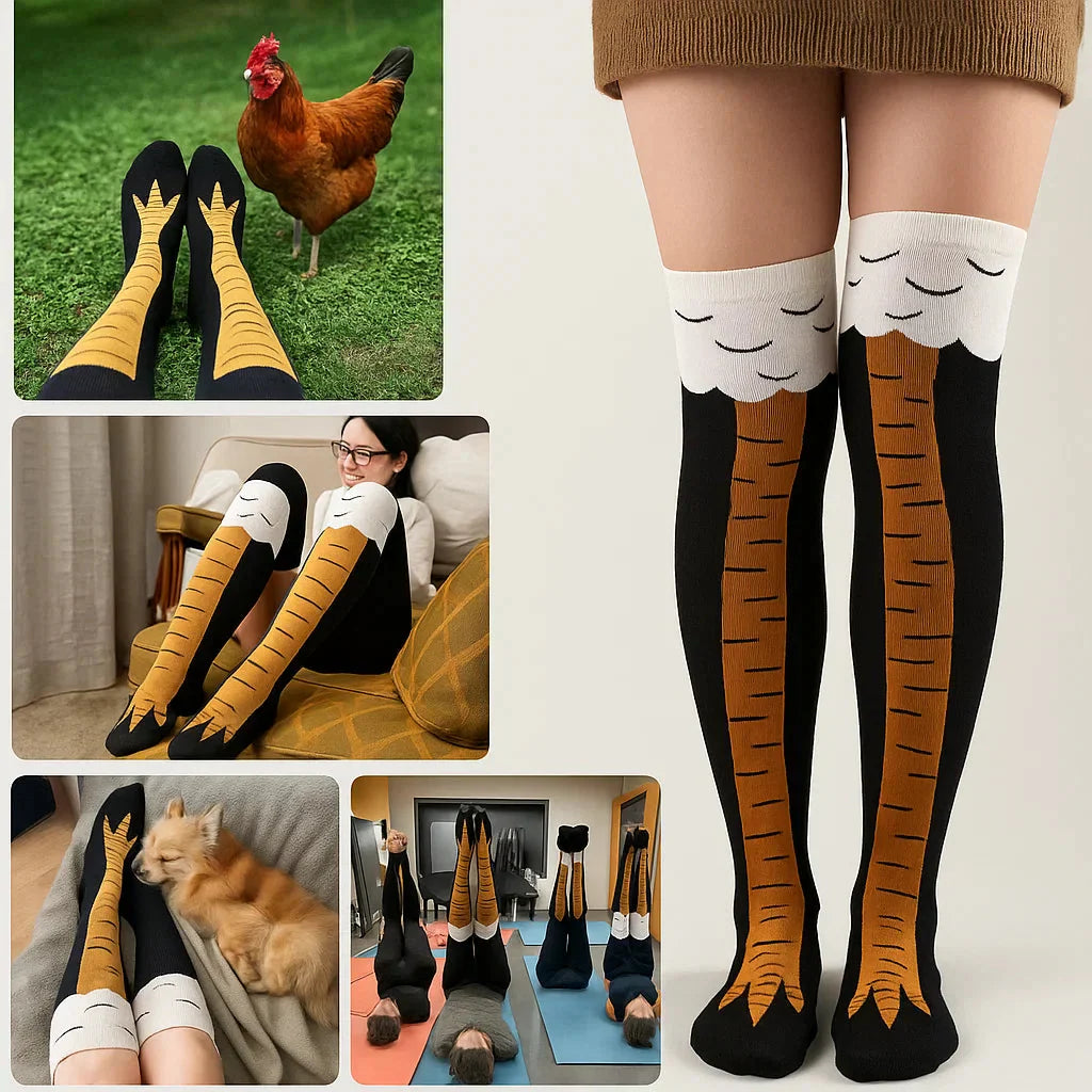 1 + 1 GRATUIT | Chaussettes cuisses de poulet – Chaussettes d'hiver amusantes au-dessus du genou
