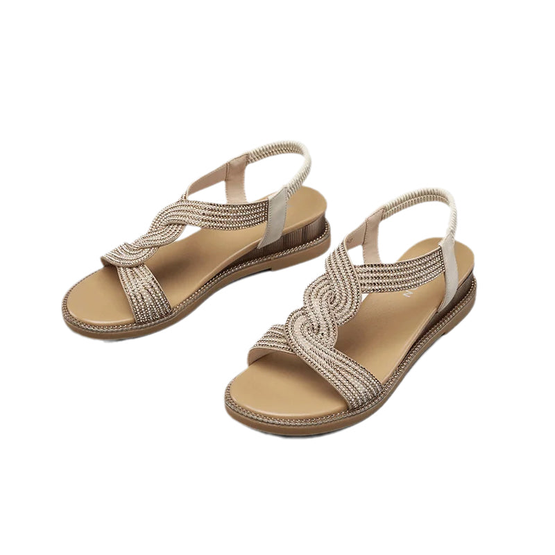 Gluschwein - Rutschfeste Sandalen mit Keilabsatz und weicher Sohle BEIGE