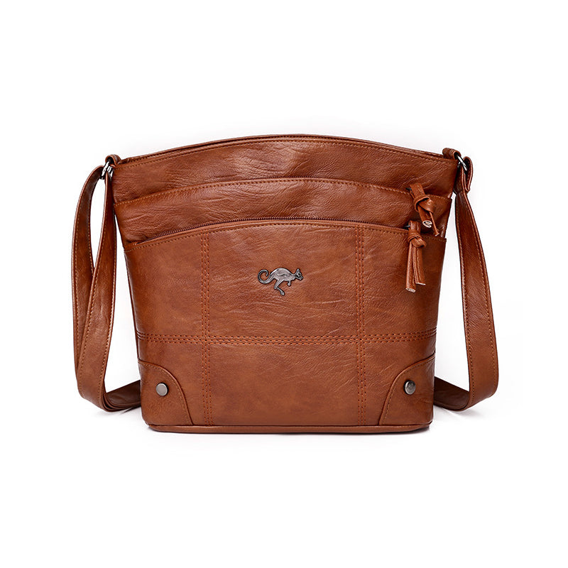 Gluschwein - Kuriertasche aus weichem Leder mit mehreren Taschen und großer Kapazität