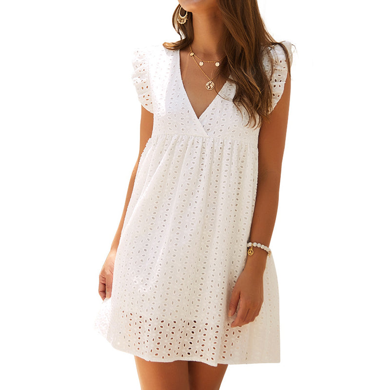 Gluschwein - Sommerliches Spitzenkleid mit Rüschenärmeln