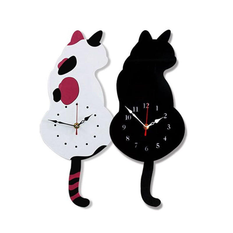 Gluschwein - Wanduhr mit wedelndem Schwanz der nordischen Katze