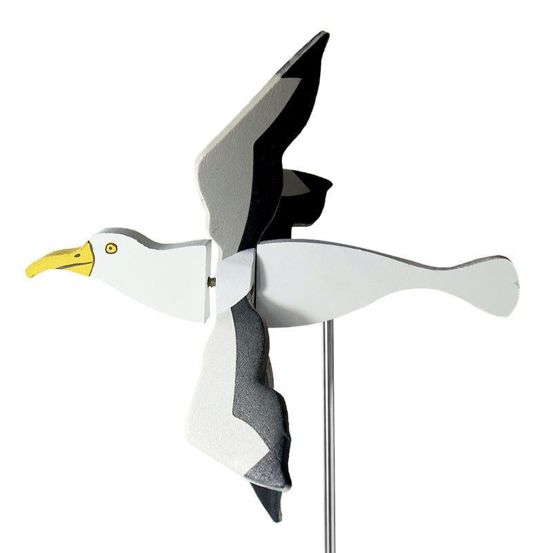 Gluschwein - Windmühle mit Möwe als Gartendekoration