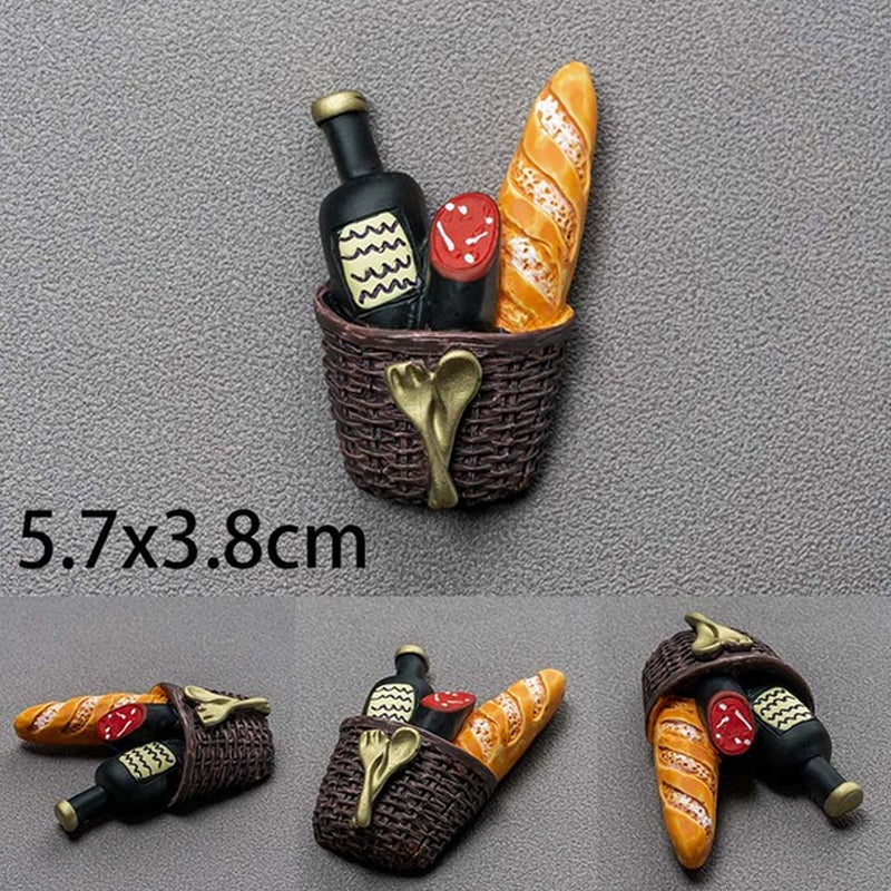 Gluschwein - Cartoon-Kühlschrank-Magnet-Set Rotwein und Messer und Gabel