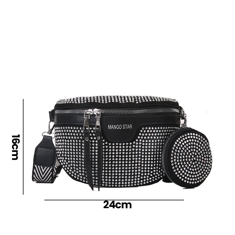 Gluschwein - Fashion Strass PU-Leder-Gürteltasche
