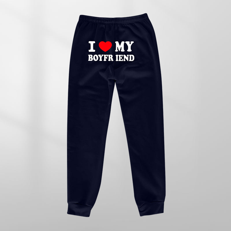 Gluschwein - I LOVE MY BOYFRIEND Bedruckte Freizeit-Jogginghose NAVY BLAU