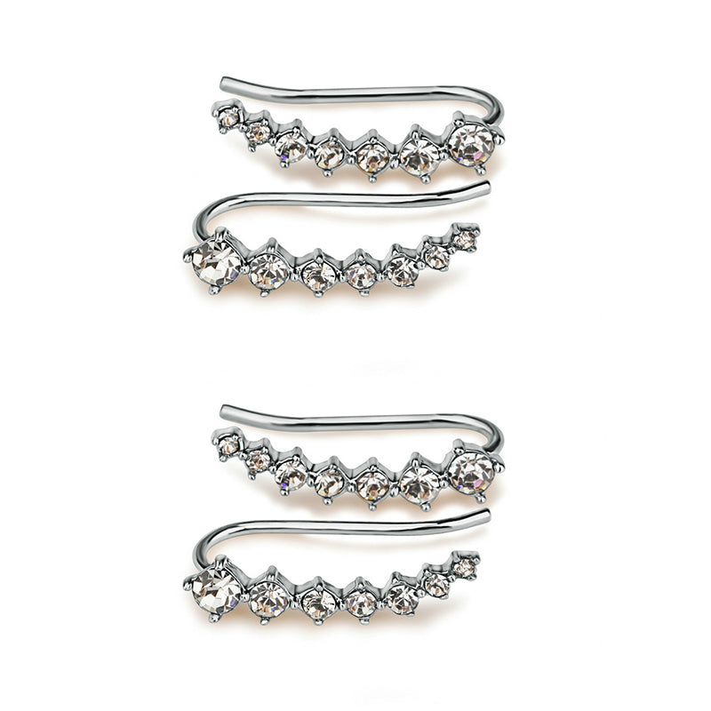 Gluschwein - Ohrstecker mit sieben Sternen und Diamanten Silber 2 Paar