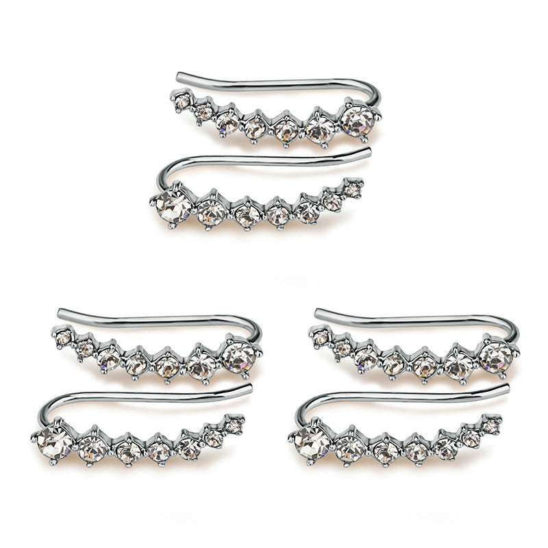 Gluschwein - Ohrstecker mit sieben Sternen und Diamanten Silber 3 Paar
