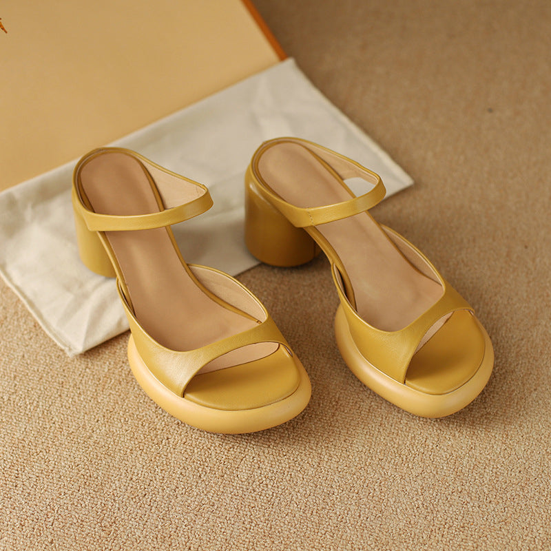 Gluschwein - Sommer-Retro-Sandalen für Damen mit dickem Absatz