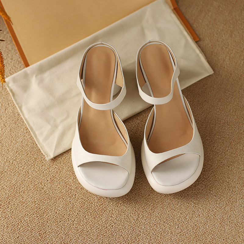 Gluschwein - Sommer-Retro-Sandalen für Damen mit dickem Absatz