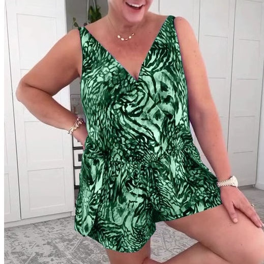 Solaya - Robe de bain imprimée à col en V | Fluide, flatteuse et résistante au soleil