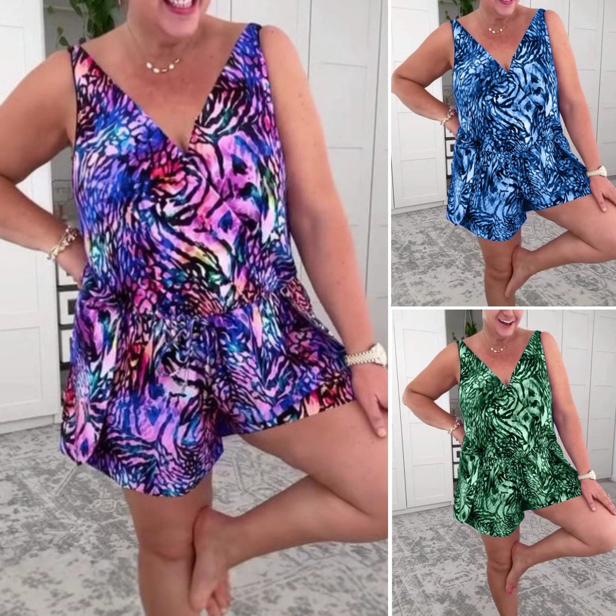 Solaya - Robe de bain imprimée à col en V | Fluide, flatteuse et résistante au soleil