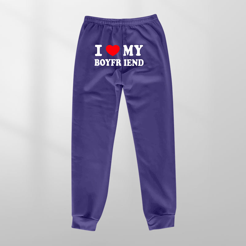 Gluschwein - I LOVE MY BOYFRIEND Bedruckte Freizeit-Jogginghose LILA