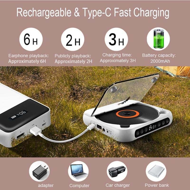 Lecteur CD portable compatible Bluetooth