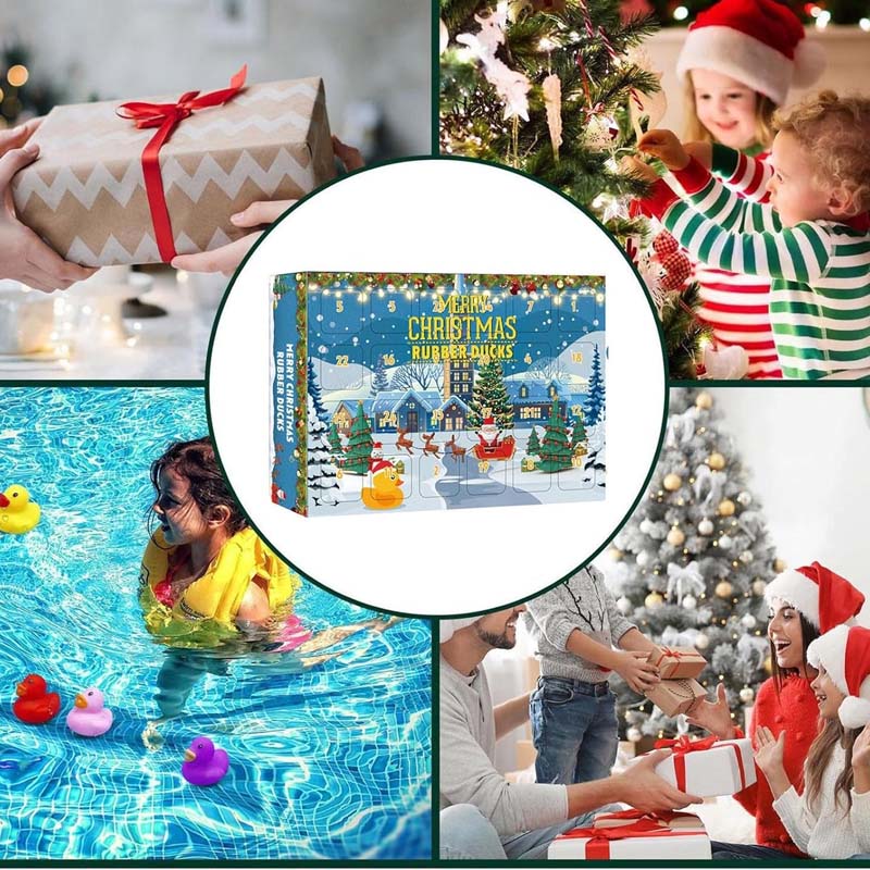 Calendrier de l'Avent de Noël 24 pièces avec canards en caoutchouc