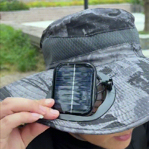 Gluschwein - Solar- und USB-Ladeventilator Outdoor-Fischerhut