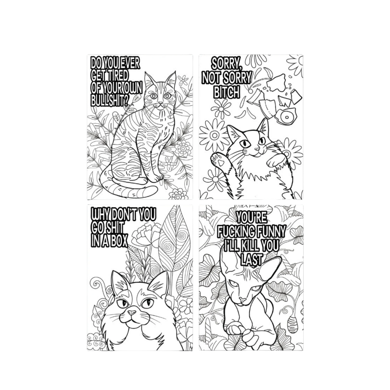 Lustige Kitty Memes Malbuch für Erwachsene Entspannung