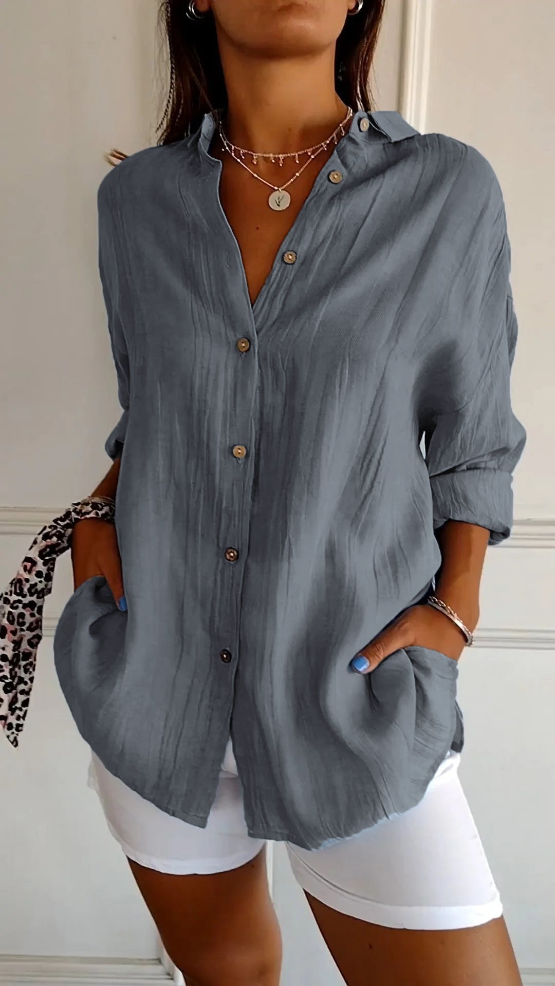 Gluschwein - Saskia - Elegante Bluse Grau