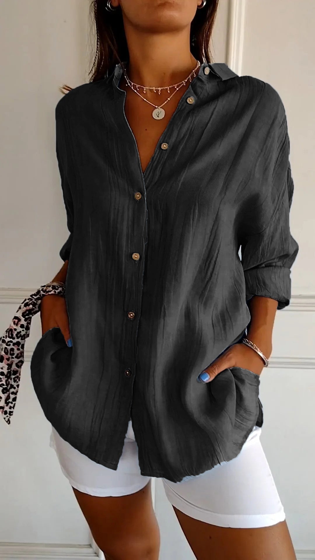 Gluschwein - Saskia - Elegante Bluse Schwarz