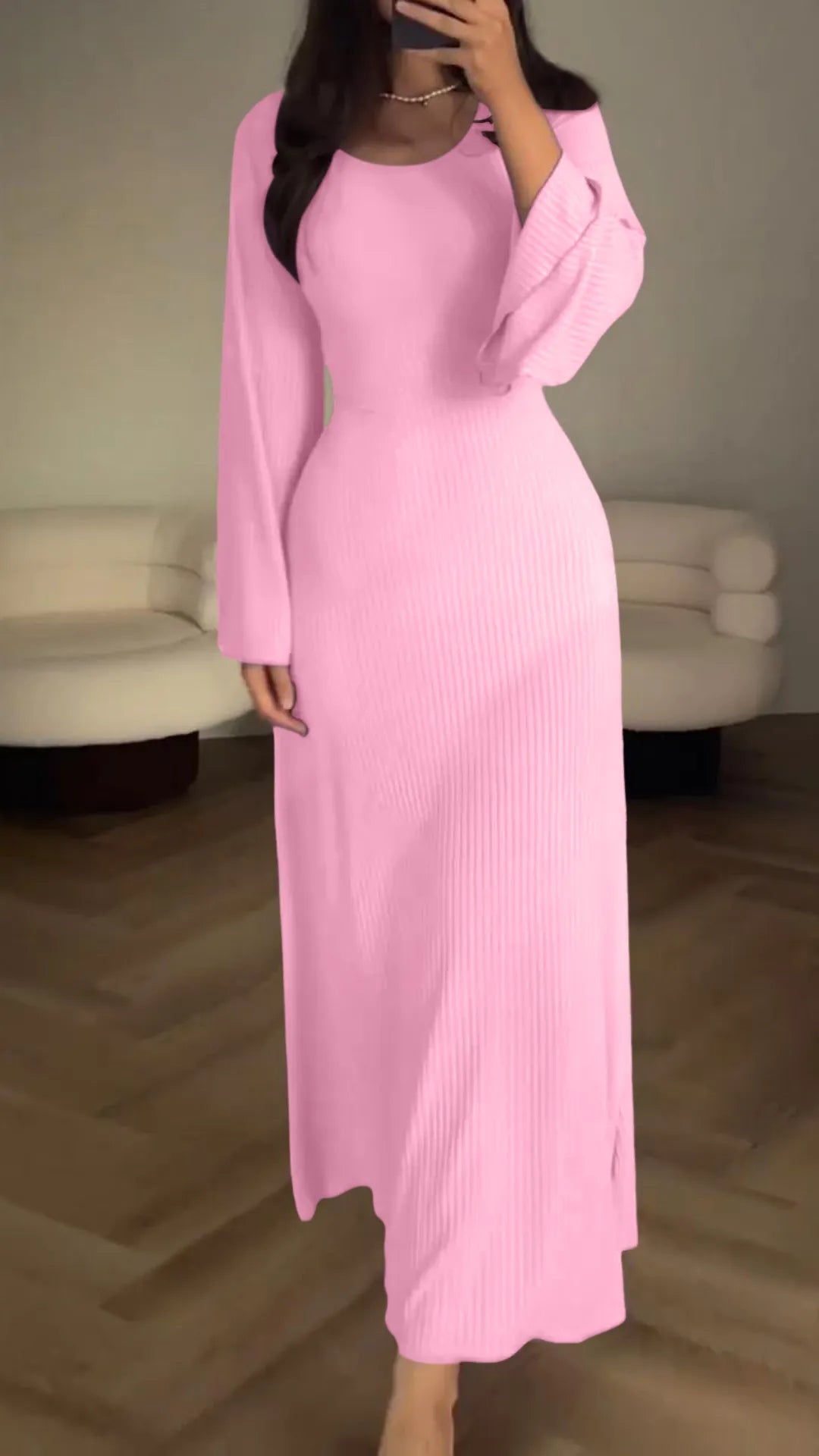 Gluschwein - Elegantes Bodycon Maxikleid Rosa