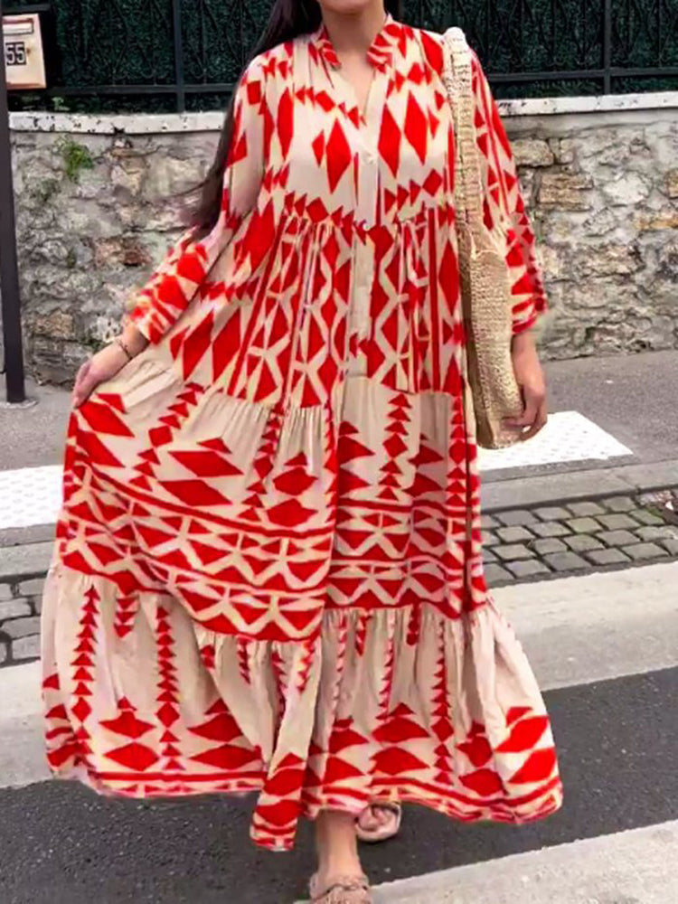 Gluschwein - Erica - Elegantes Maxikleid mit V-Ausschnitt Rot